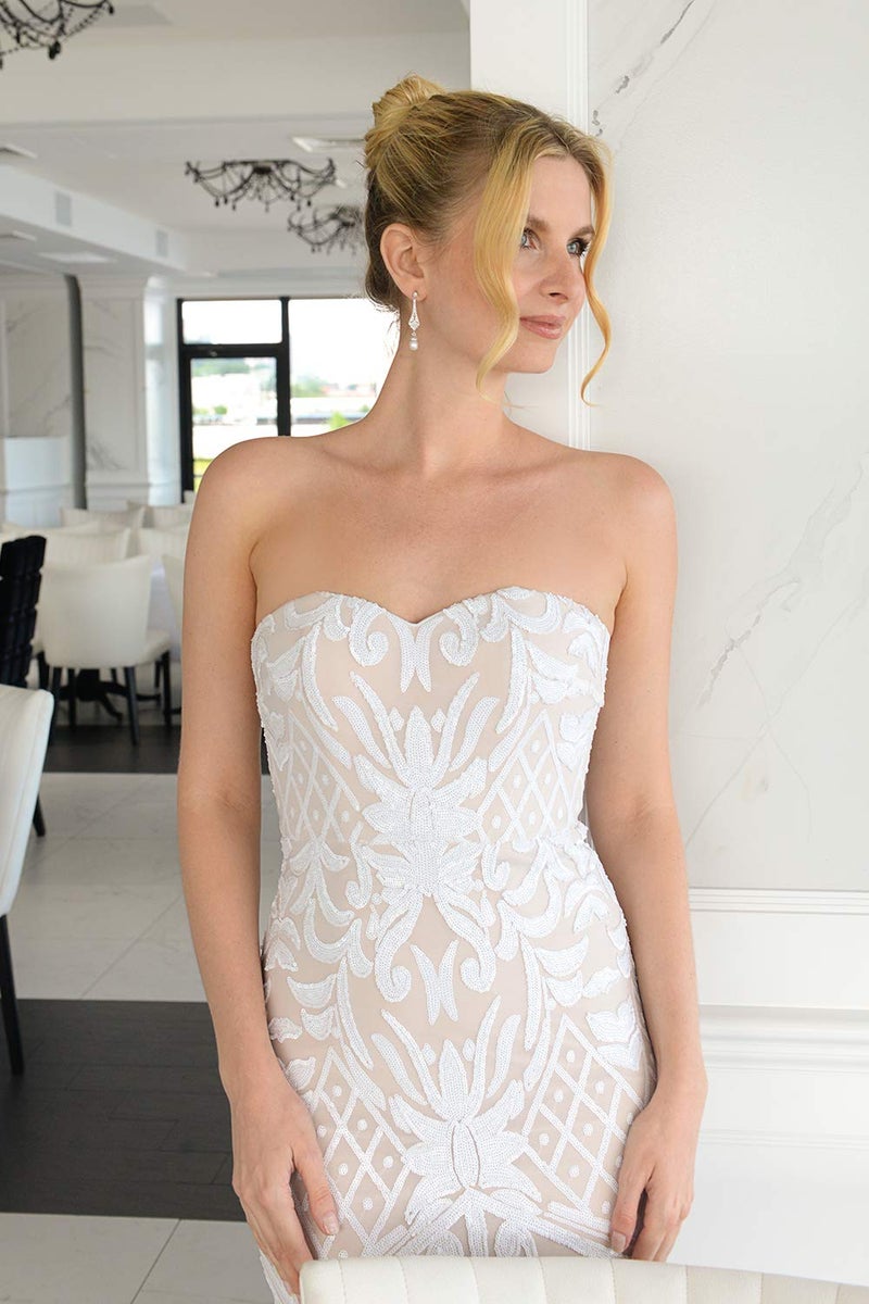 Mariell Cubic Zirconia Vintage Art Deco Dangle Earring with Freshwater Pearl Drops for Brides or Weddings - Image 4