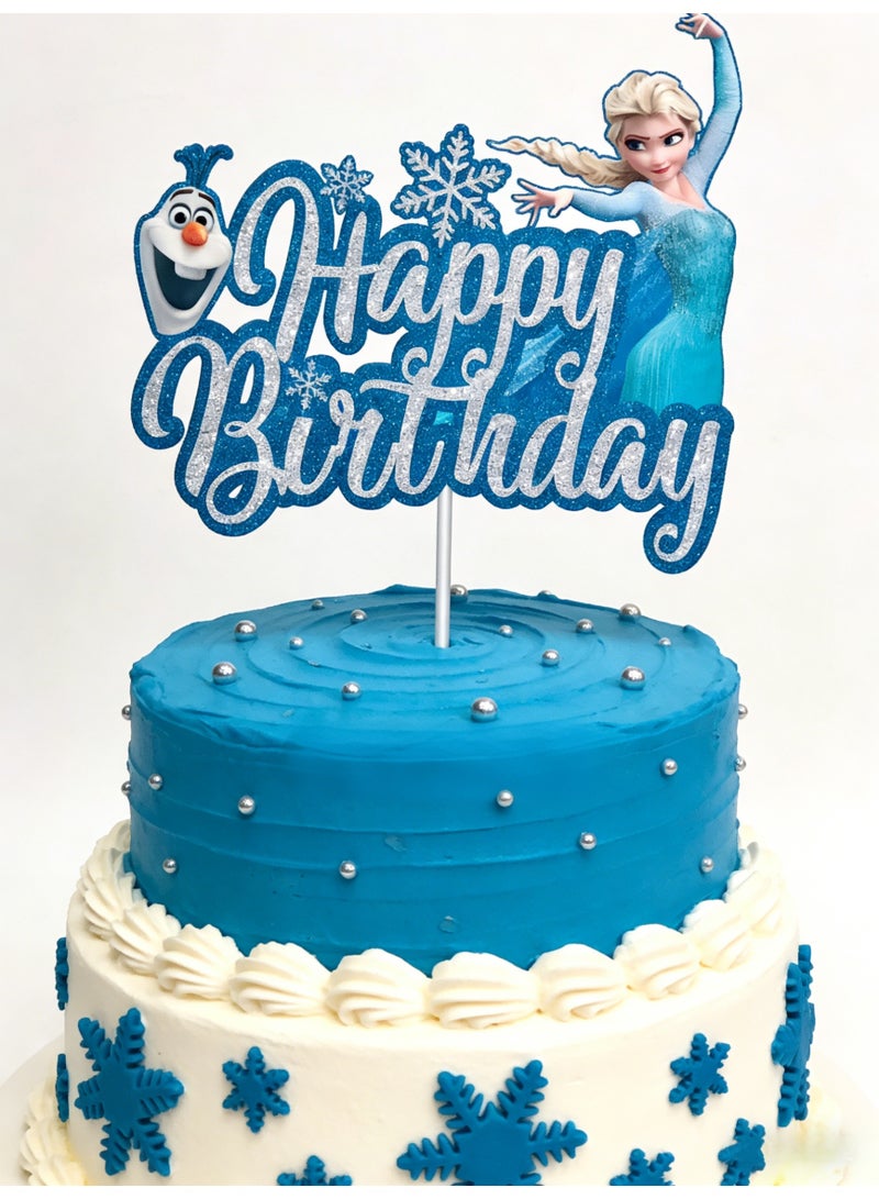 تزيين كعكة عيد ميلاد على شكل شخصيات فيلم ”فروزن“ - زينة كب كيك على شكل الأميرة إلسا - مستلزمات حفلات للأطفال والفتيات - Image 1