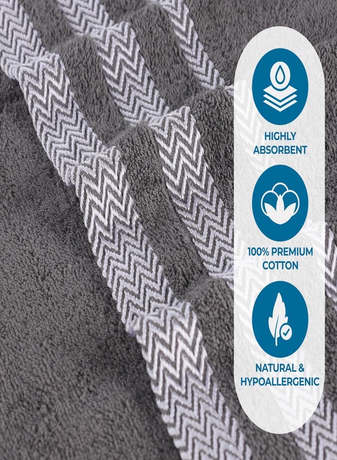 سوبيريور طقم مناشف قطنية فاخرة مكون من 6 قطع، مناشف ناعمة فائقة الامتصاص، مستلزمات الحمام، للاستحمام، والمنتجع الصحي، فاخرة، رقيقة، سريعة الجفاف، تتضمن منشفتين للاستحمام، ومنشفتين لليدين، ومنشفتين للوجه، من مجموعة هايز، رمادي - Image 4