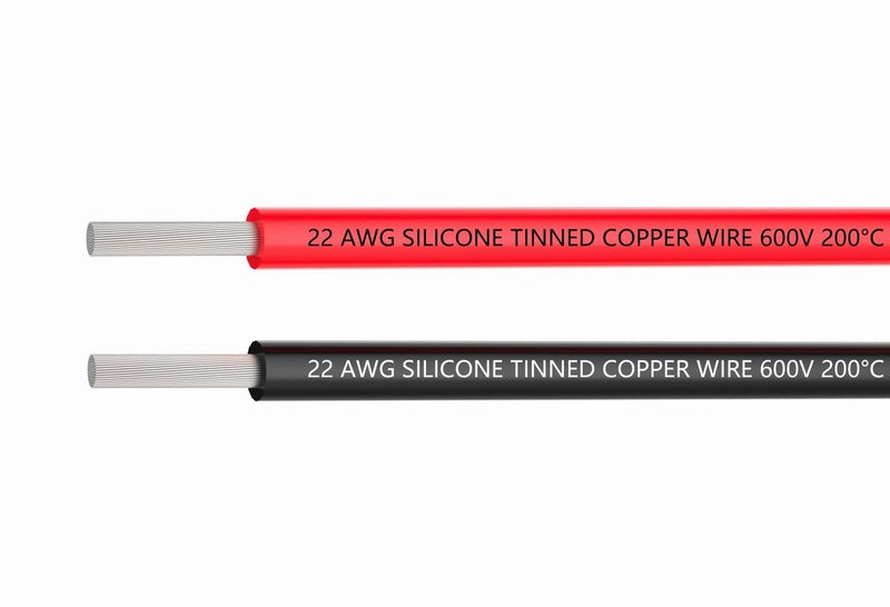 TUOFENG 22 Gauge Electrical Wire 20 Feet 10 ft Black and 10 ft Red 22 AWG Flexible Silicone Wire of Tinned Copper Wires Solder Through Quickly