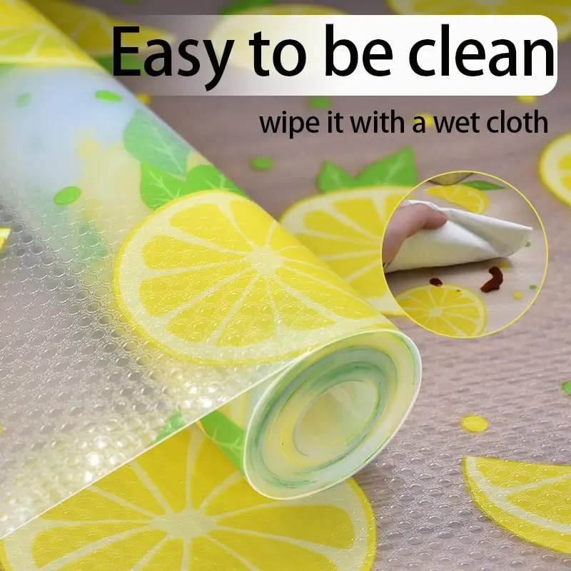 KayJen (45 cm X 3 m) Printed Shelf Liners for Kitchen Shelves, Drawer Mat, Shelf Liner, Fridge Mats, Kitchen Cabinet Drawer Mat Liner Sheets (Lemon and Leaf Printed) - Image 2