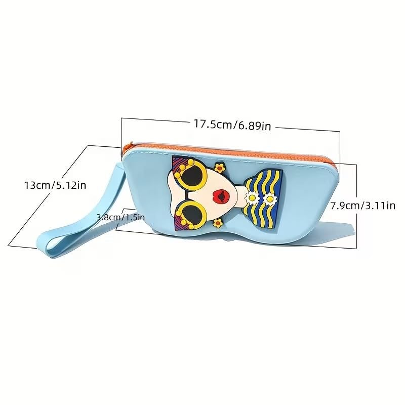 AARUX Cute Silicone Sunglass Case with Zipper & Wrist Strap – Soft Protective Glasses Holder for Women, Men & Kids | Shockproof, Waterproof Eyeglass Pouch with Cleaning Cloth | Travel & Everyday Use - Image 3