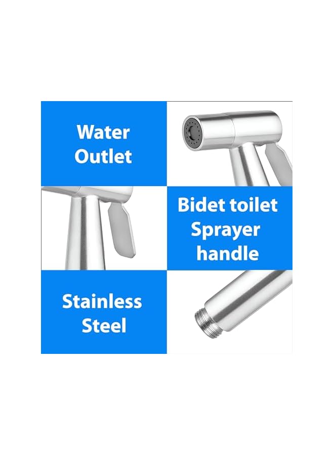 The Bros Multifunctional 304 Stainless Steel Bidet Sprayer for Toilet,Bathroom Handheld Bidet Jet Water Sprayer for Wash, Cloth Diaper with Hose and Toilet Mount - Image 2