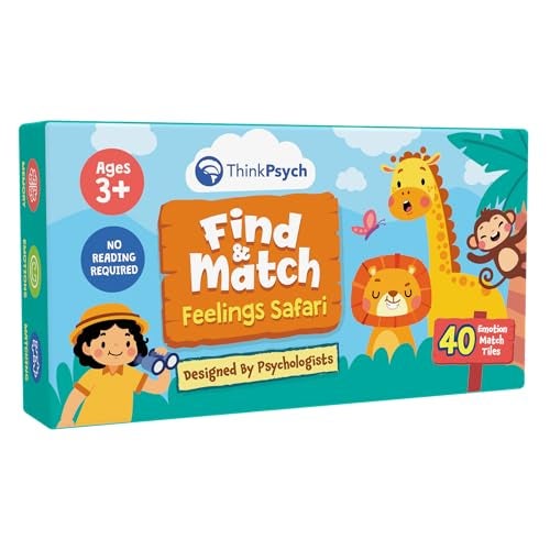 ThinkPsych Find Match Feelings Safari Animals Emotions Matching Memory Game for Kids Ages 3 Social Emotional Learning Toys and Activities Play Therapy Games - Image 1