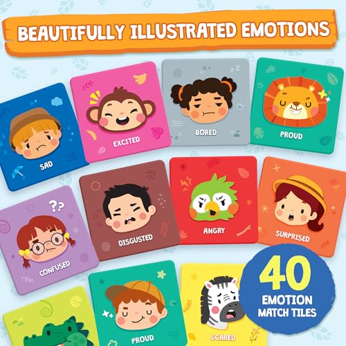 ThinkPsych Find Match Feelings Safari Animals Emotions Matching Memory Game for Kids Ages 3 Social Emotional Learning Toys and Activities Play Therapy Games - Image 5