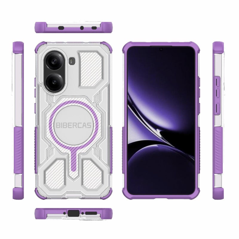 بيبركاس جراب هاتف مقاوم للصدمات Magsafe Air Bag لهاتف Redmi Turbo 4 شفاف اللون (أرجواني) - Image 2