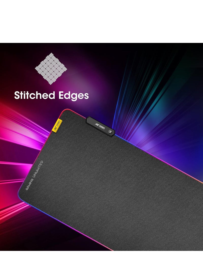 ANT الرياضات الإلكترونية وسادة فأرة ألعاب MP400R RGB XL | ناعمة وغير قابلة للانزلاق | تتبع دقيق للبكسل | 14 وضع إضاءة | سطح منسوج مُحسن  - Image 5
