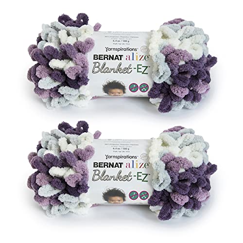 Bernat Alize Blanket-EZ Super Soft Looped Yarn for Beginners, Hand Knitting- No Needles or Hooks Needed, Thistle, 2 Pack - Image 1