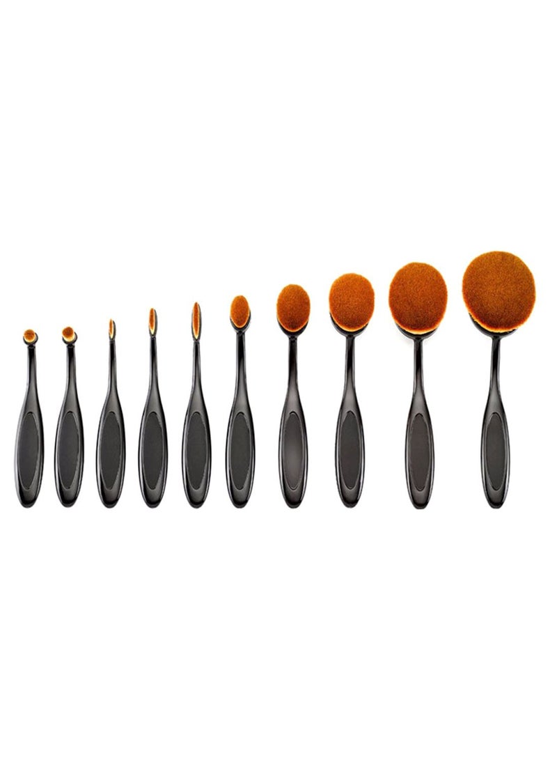 10-Piece Makeup Brush Set Black/Brown - Image 1