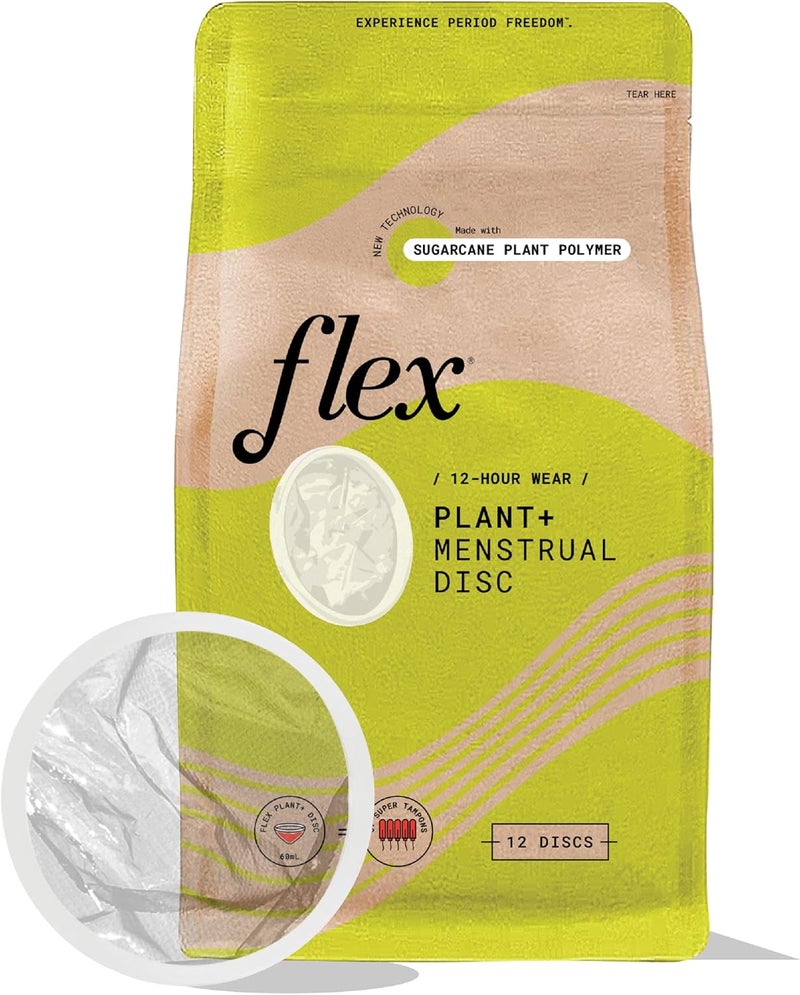 FLEX Plant Plus Disc | Plant-Based Disposable Period Discs | Tampon and Cup Alternative | Capacity of 5 Super Tampons | Menstrual Disc Made with Sustainable Medical-Grade Plant Polymers | 12 Count - Image 1