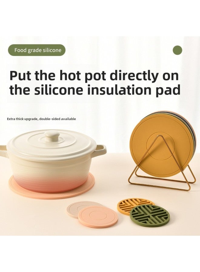 High Temperature Resistant Silicone Heat Insulation Pad Dining Table Food Pad Household Anti-scalding Advanced Sense Sand Pot Pad Bowl Tea Cup Pad Thickened-Color:16cm Bowl Mat-light Lotus Color  - Image 2