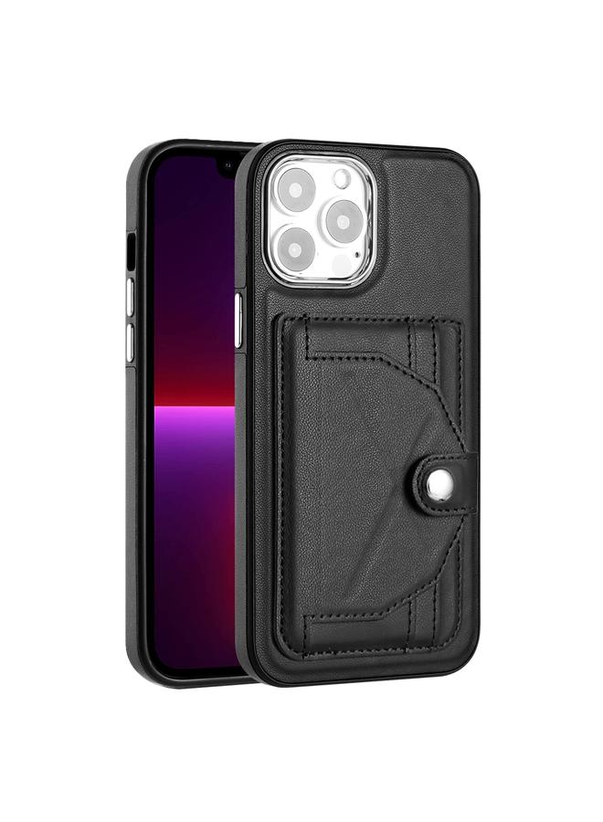 زبون جراب هاتف جلدي مقاوم للصدمات لهاتف iPhone 13 Pro Max مع حامل بطاقة - Image 2