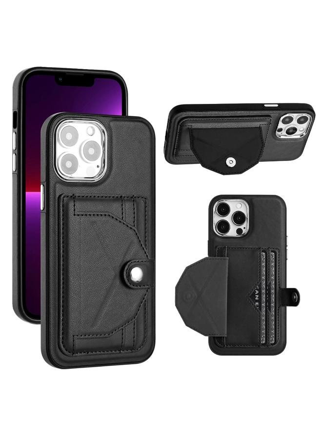 زبون جراب هاتف جلدي مقاوم للصدمات لهاتف iPhone 13 Pro Max مع حامل بطاقة - Image 1