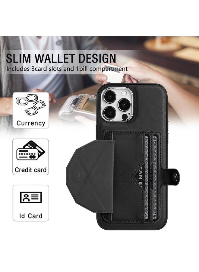 زبون جراب هاتف جلدي مقاوم للصدمات لهاتف iPhone 13 Pro Max مع حامل بطاقة - Image 4