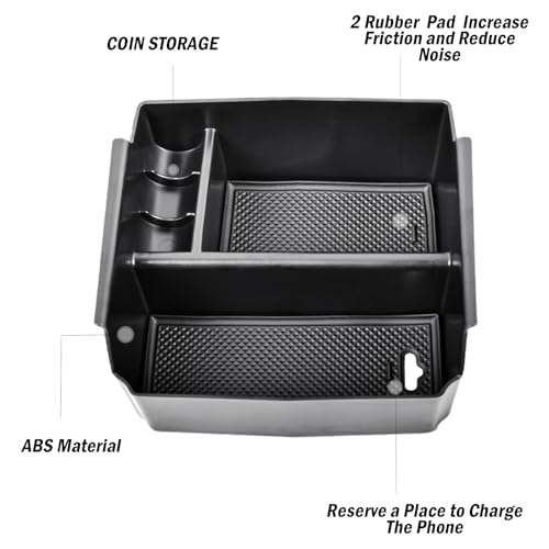 TACOBRO Center Console Organizer Tray for Jeep Wrangler JK and JKU 2011-2018 Accessories, Unlimited and 2 door, including Rubicon, Sport, Sahara Storage Box Insert Tray,NOT for 2018 JL/JLU, Black Trim - Image 4