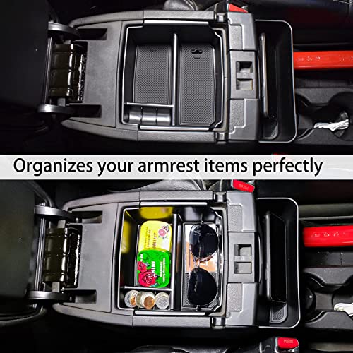 TACOBRO Center Console Organizer Tray for Jeep Wrangler JK and JKU 2011-2018 Accessories, Unlimited and 2 door, including Rubicon, Sport, Sahara Storage Box Insert Tray,NOT for 2018 JL/JLU, Black Trim - Image 5