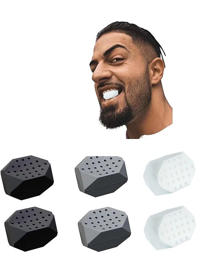Generic - 6Pcs for Men Women Powerful Jaw Trainer Silicone Face Jawline Shaper Double Chin Reducer Eliminator Neck Trainer Beauty Tools Jaw Trainer Masseter Ball Fitness Facial Trainer （Black/White/Grey） - Image 1