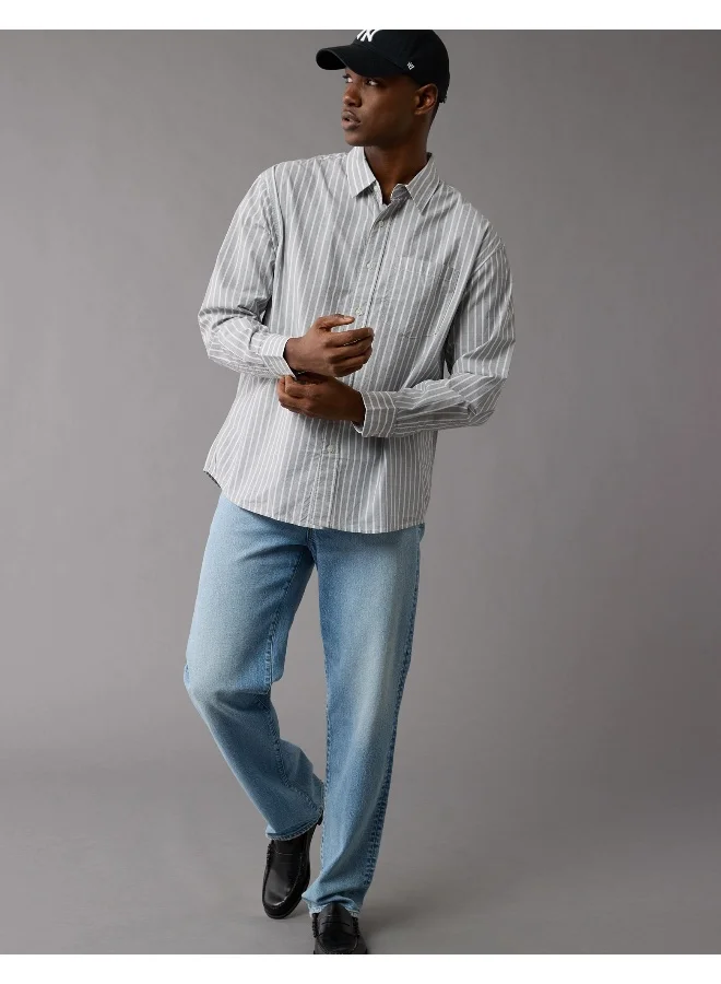 American Eagle Stripe Deatiled Regular Fit Poplin Shirt