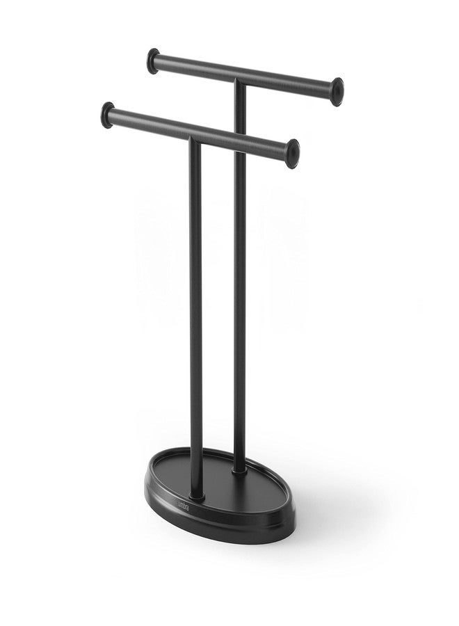 Umbra Shift Palm Towel Tree with Heavy Metal Base, T-Shaped Double Tiered Towel Holder, Black - Image 1