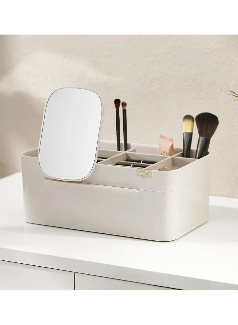 Large Cosmetic Organizer with Removable Mirror and Drawer, Multiple Compartments for Cosmetics Skincare - Image 4
