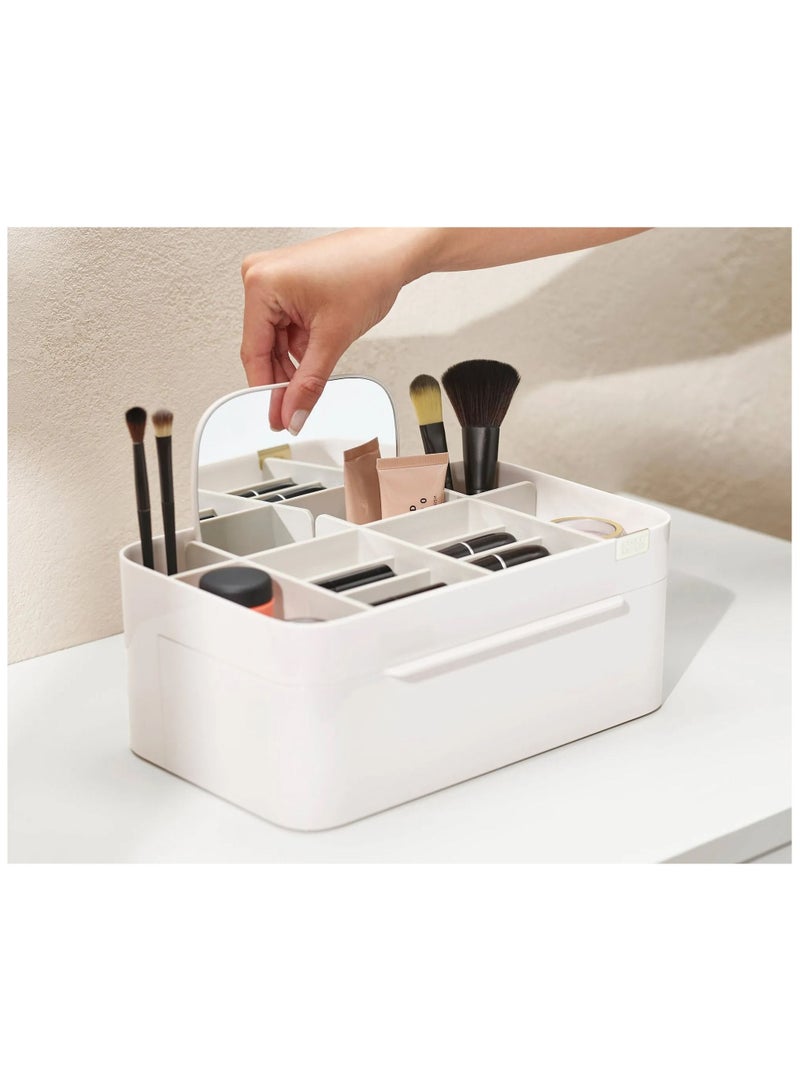Large Cosmetic Organizer with Removable Mirror and Drawer, Multiple Compartments for Cosmetics Skincare - Image 3