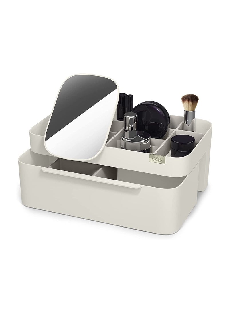 Large Cosmetic Organizer with Removable Mirror and Drawer, Multiple Compartments for Cosmetics Skincare - Image 1