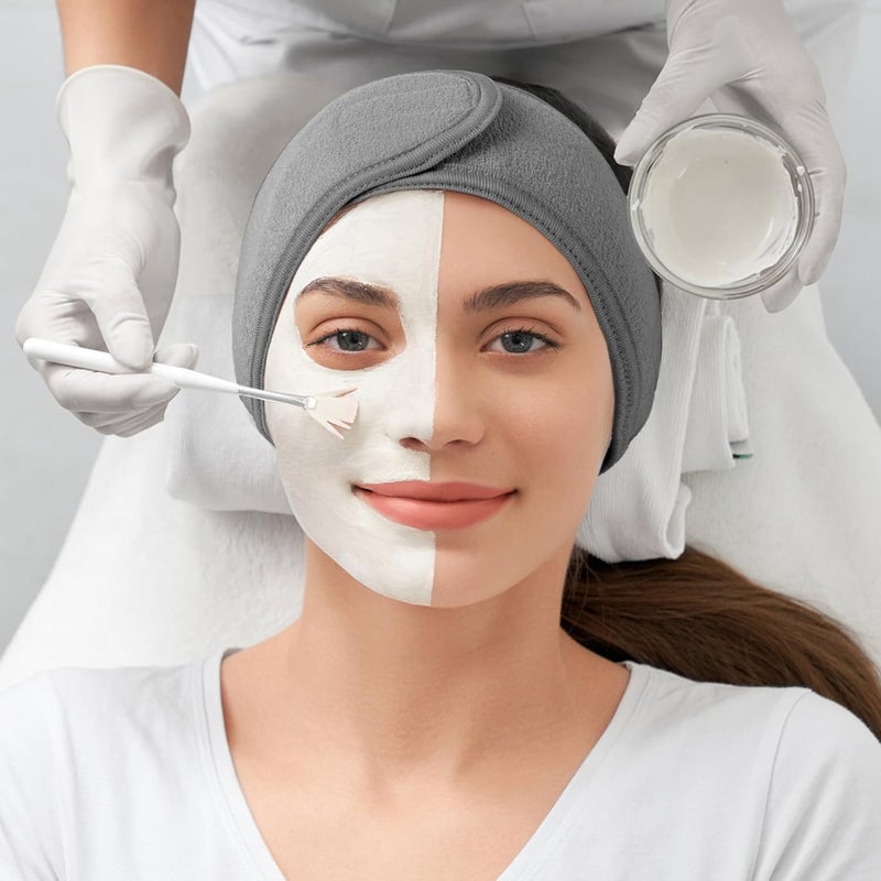 MYYNTI Facial Spa Headband 2 Pcs Makeup Shower Bath Wrap Sport Headband Terry Cloth Adjustable Stretch Towel with Magic Tape - Image 4