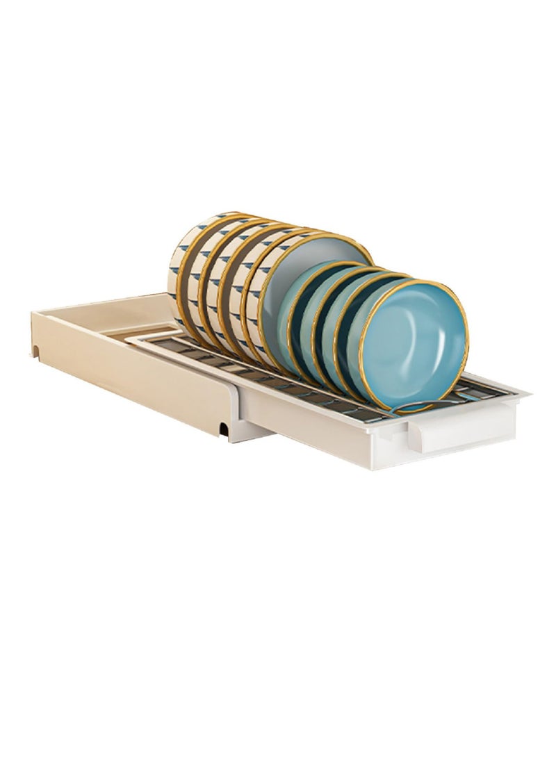 SOLARAE منظم تحت الحوض، منظم خزانة سحب من الفولاذ المقاوم للصدأ، طبقة واحدة، رفوف منزلقة متعددة الوظائف للأطباق، أدوات المائدة، منظم مطبخ متوافق مع الخزانة، أبيض - Image 1