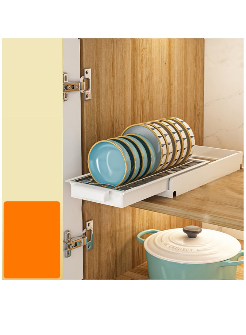 SOLARAE منظم تحت الحوض، منظم خزانة سحب من الفولاذ المقاوم للصدأ، طبقة واحدة، رفوف منزلقة متعددة الوظائف للأطباق، أدوات المائدة، منظم مطبخ متوافق مع الخزانة، أبيض - Image 2