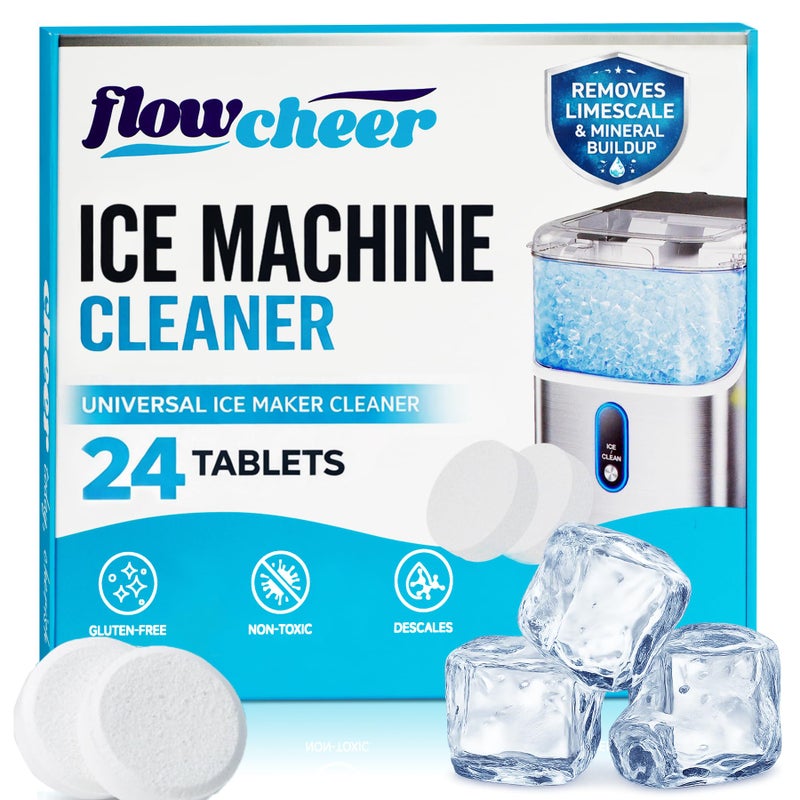 flowcheer Ice Maker Cleaner Tablets, Cleaning and Descaler for Countertop and Home Ice Machines, 24 Count for 1 Year, Suitable for Most Surfaces - Image 1