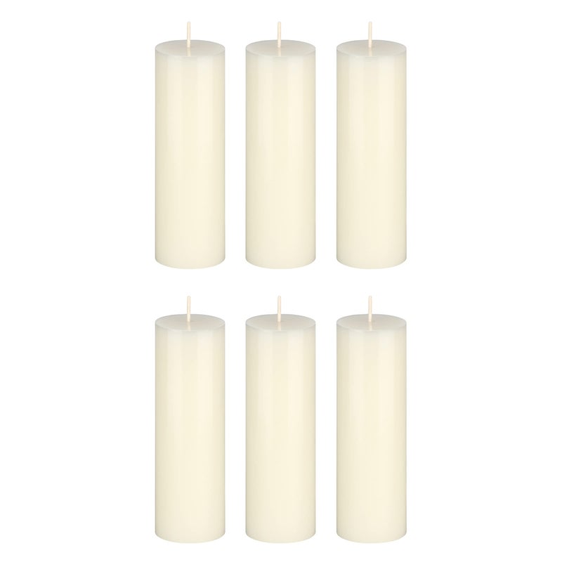 Mega Candles 6 pcs Unscented Solid Ivory Pillar Candles, Hand Poured Premium Wax Candle 2 Inch x 6 Inch, Home DÃ©cor, Spas, Weddings, Occasions, Party, Centerpieces, Holidays, Vigils, Prayers - Image 1