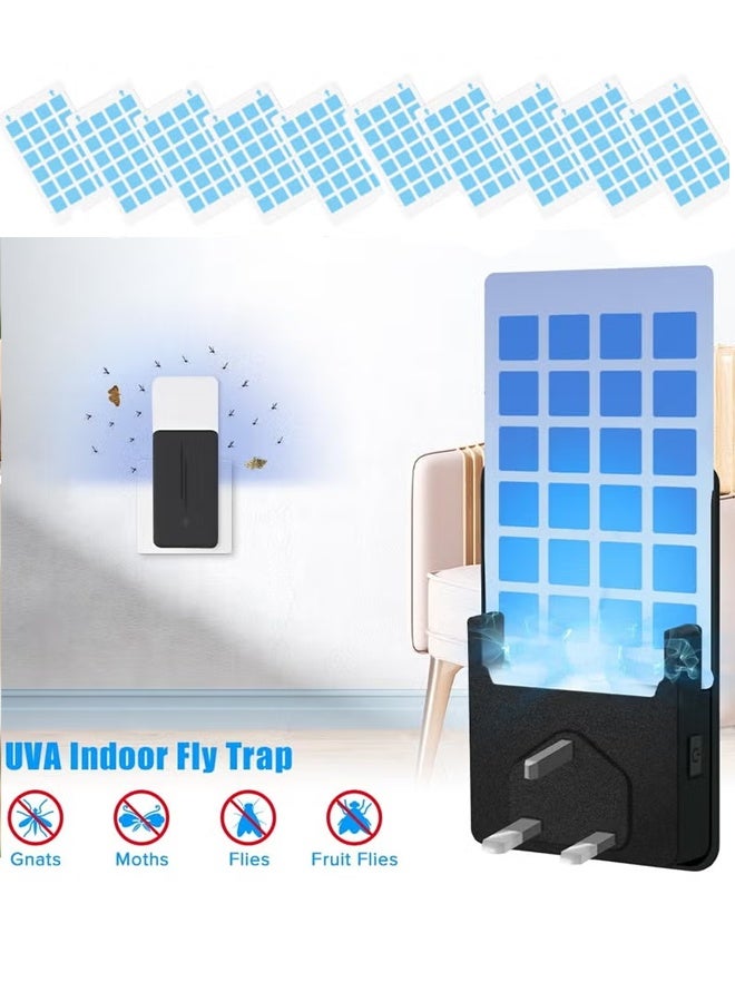 Bincoo Fly Insect Trap with 10Pcs Adhesive Cards, Indoor Gnat Catcher Captures Houseflies, Fruit Flies, and Gnats, Plug-in Moths Killer with Night Light for Buzz-free Home（Black） - Image 1
