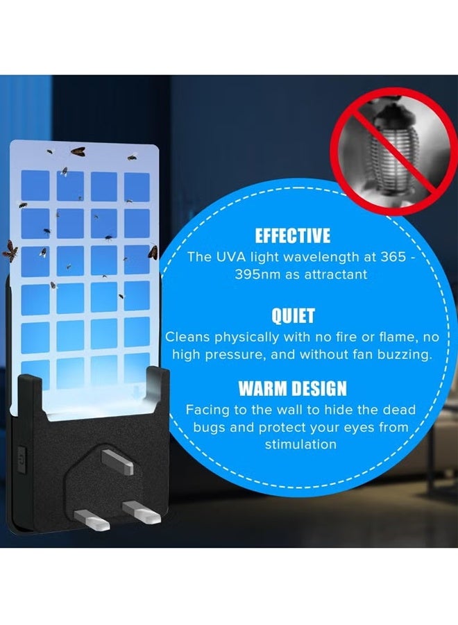 Bincoo Fly Insect Trap with 10Pcs Adhesive Cards, Indoor Gnat Catcher Captures Houseflies, Fruit Flies, and Gnats, Plug-in Moths Killer with Night Light for Buzz-free Home（Black） - Image 3