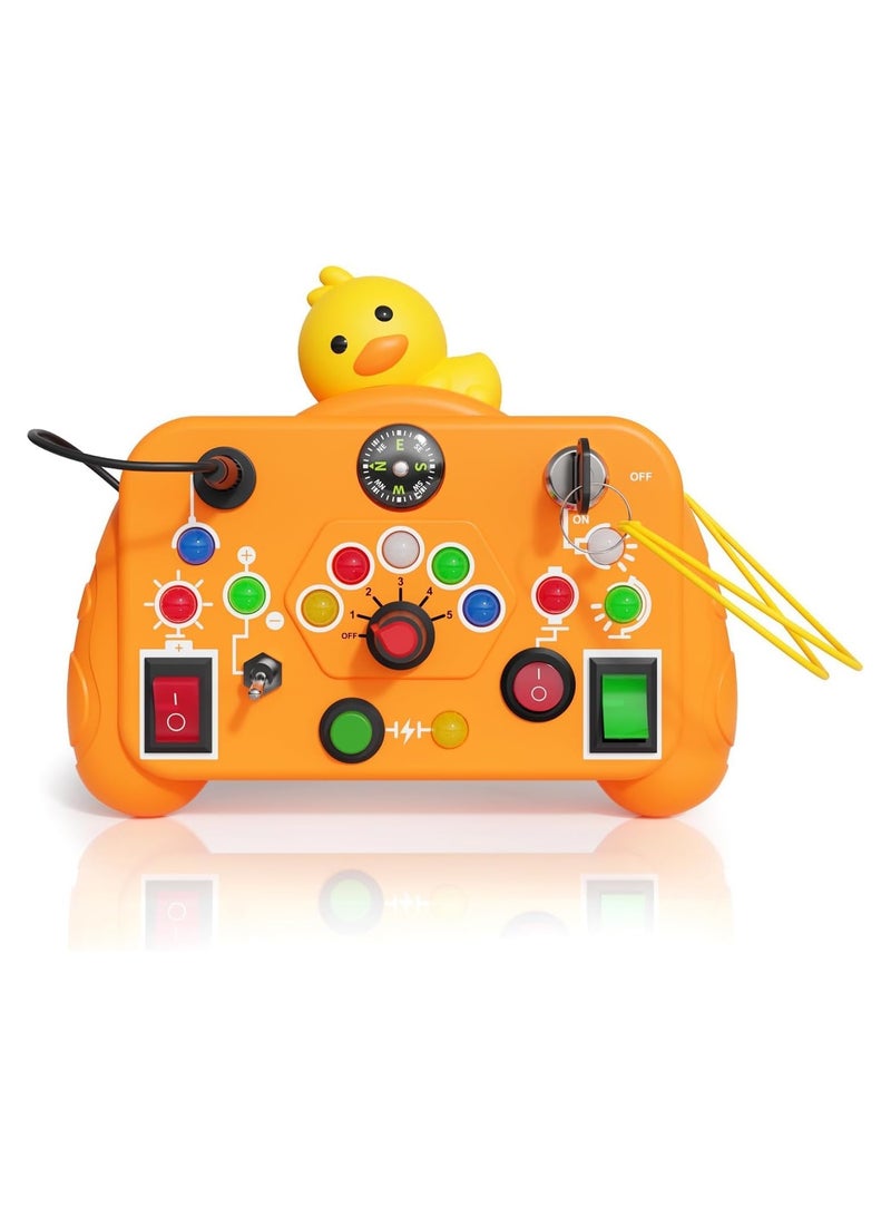 KIDSZONE Busy Board with LED Light, Montessori Toys, Toddler Toys, Sensory Toys and Learning Activities, Travel Toys and Birthday Presents for Toddlers Orange - Image 1