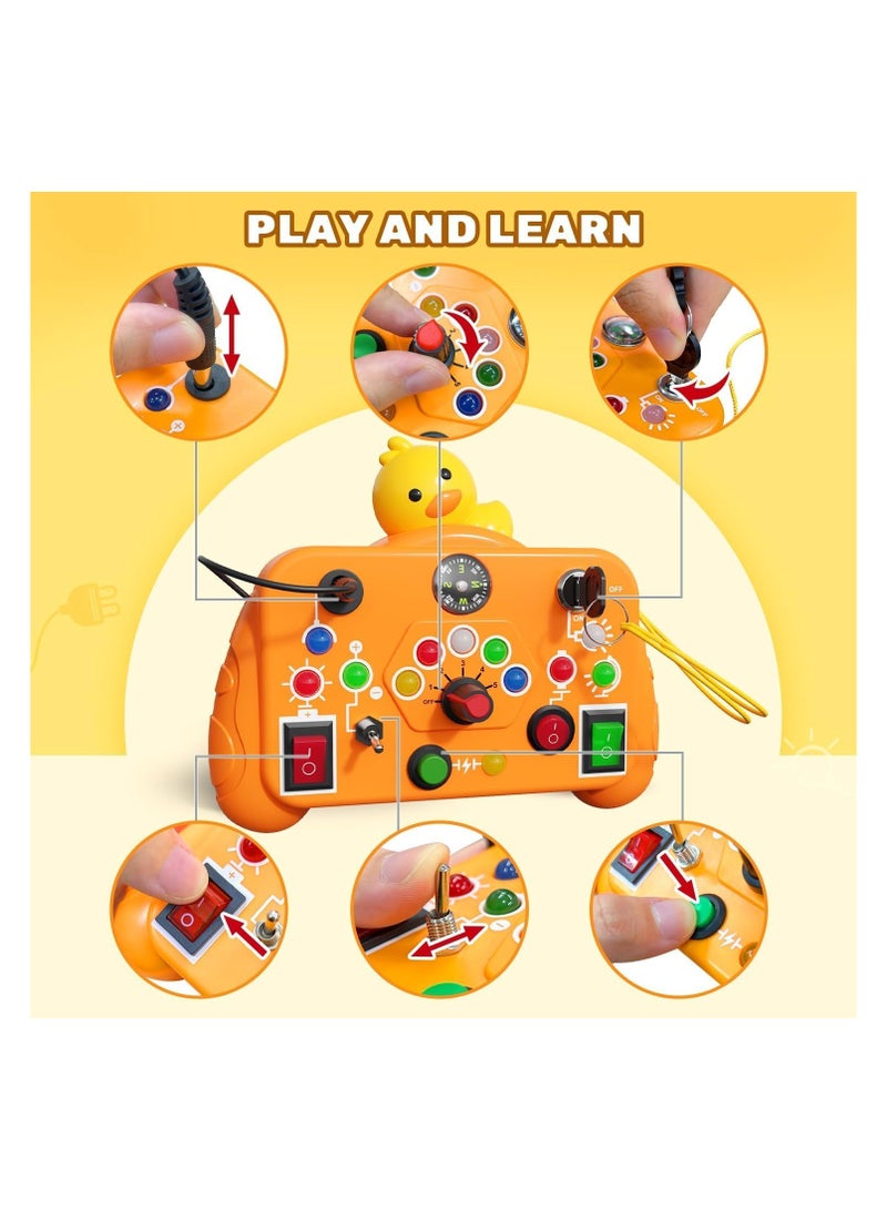 KIDSZONE Busy Board with LED Light, Montessori Toys, Toddler Toys, Sensory Toys and Learning Activities, Travel Toys and Birthday Presents for Toddlers Orange - Image 2