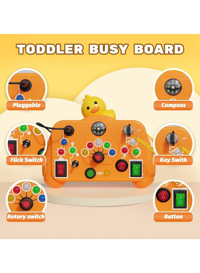 KIDSZONE Busy Board with LED Light, Montessori Toys, Toddler Toys, Sensory Toys and Learning Activities, Travel Toys and Birthday Presents for Toddlers Orange - Image 3