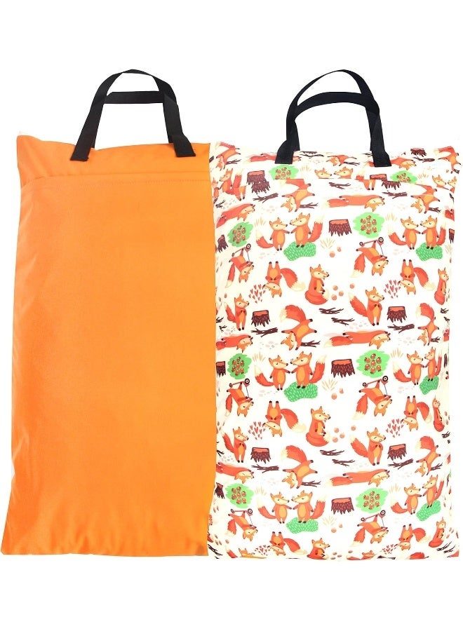 wegreeco Reusable Hanging Wet Dry Cloth Diaper Bag (2 Pack, Orange, Fox) - Image 1