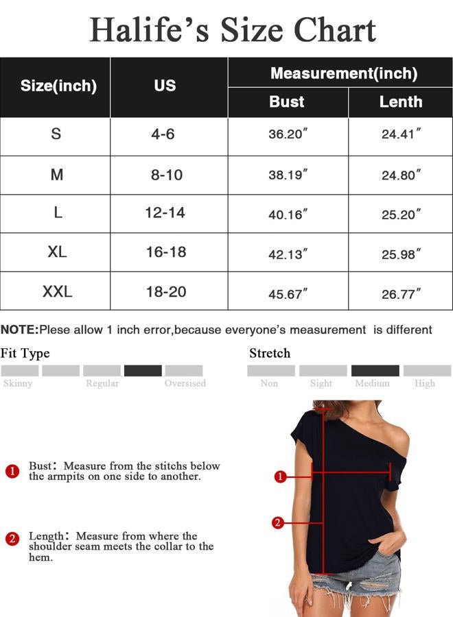 Halife Women's Casual Off The Shoulder Tops Short Sleeve T Shirts Loose Summer Blouse Shirt, Wine Red, M - Image 5