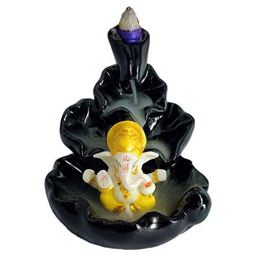 CRAFTAM Fountain Smoke Backflow Incense Holder and Ganesha Idol with10 Incense Cone Decorative Showpiece (Size: 10X10X10 cm) - Image 2