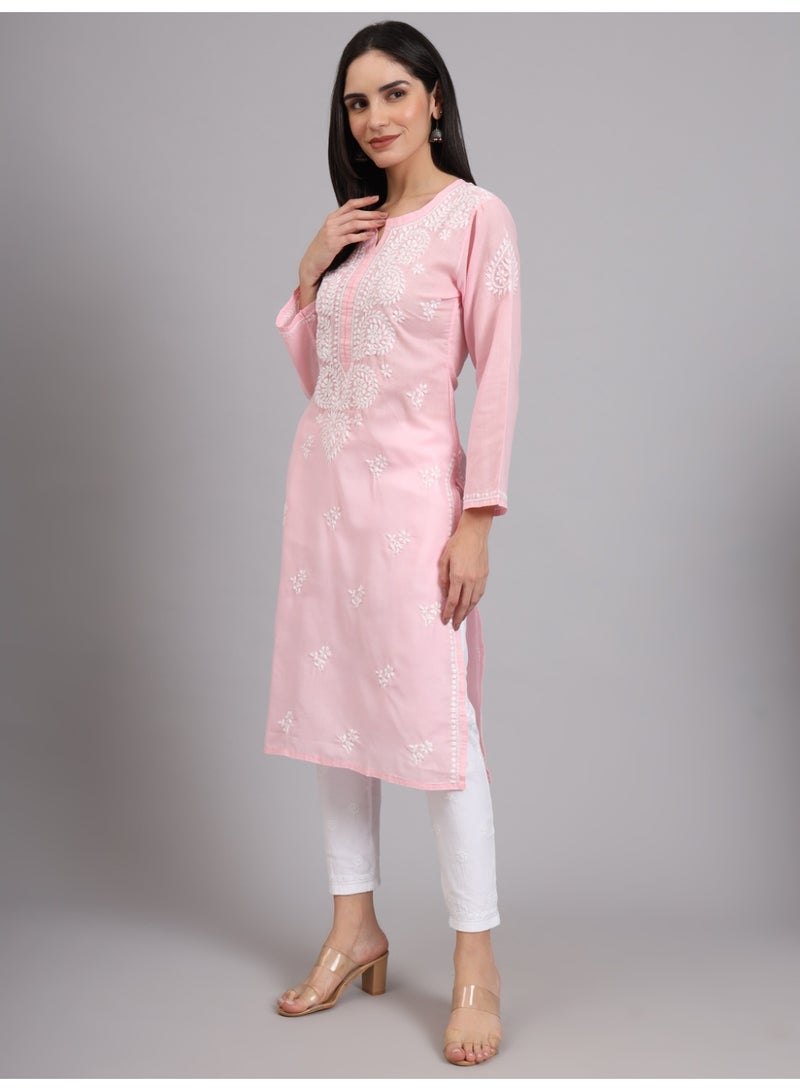 Alaya Women Chikankari Hand Embroidered Cotton Kurta -AL3997 - Image 4
