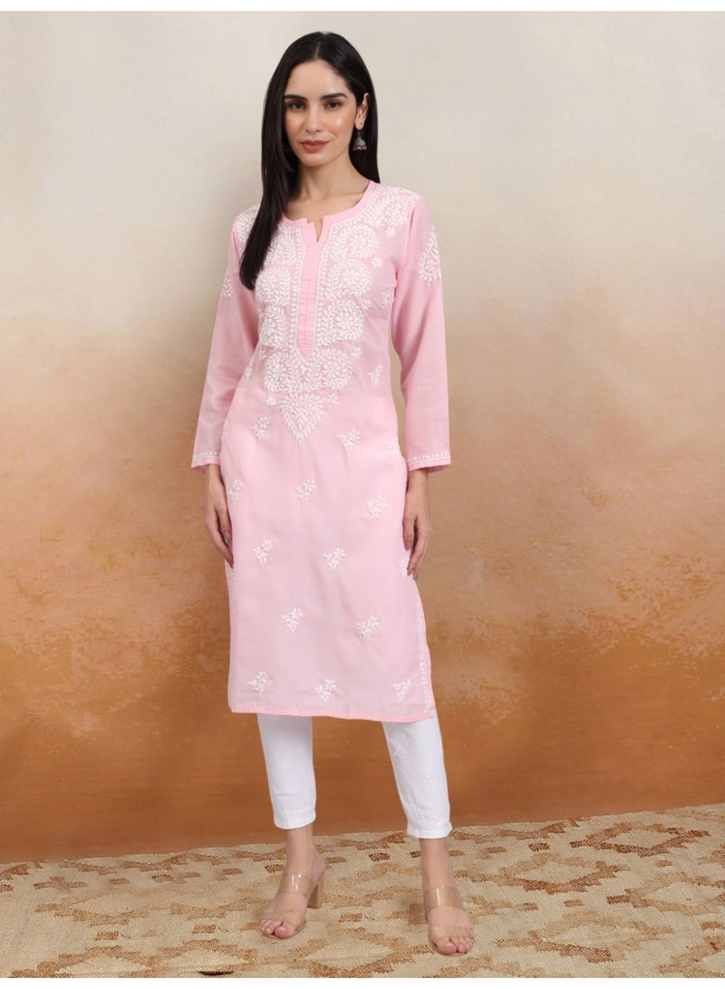 Alaya Women Chikankari Hand Embroidered Cotton Kurta -AL3997 - Image 1