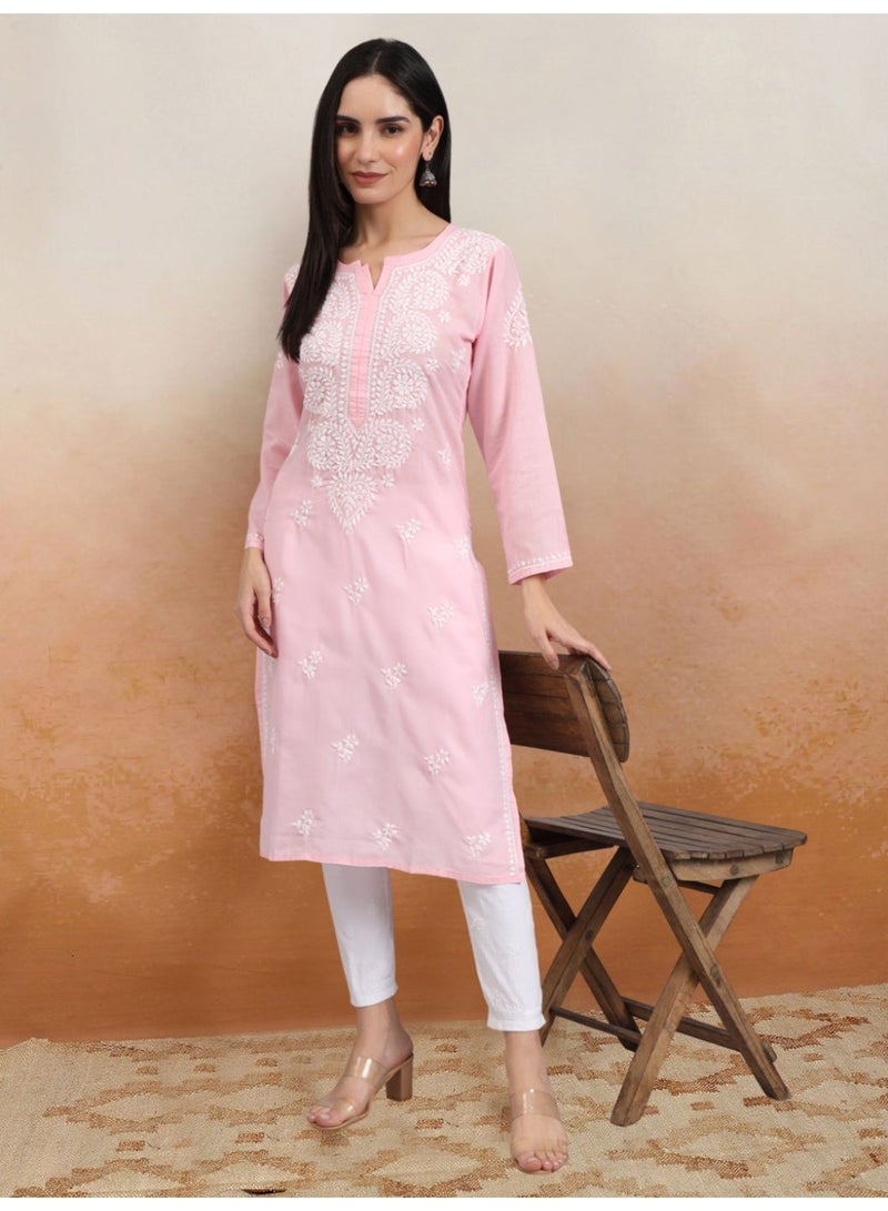 Alaya Women Chikankari Hand Embroidered Cotton Kurta -AL3997 - Image 3