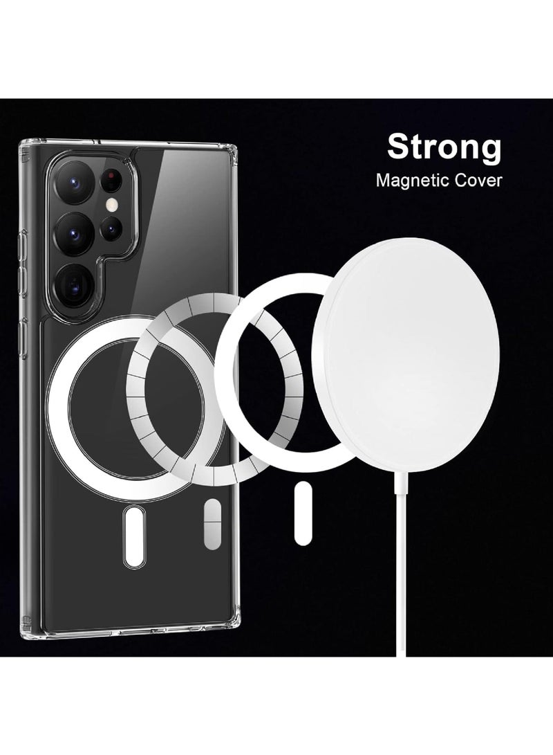 Rock Pow S23 Ultra Case Clear Cover for Samsung Galaxy S23 Ultra Slim Magnetic Case Yellowing-Resistant Anti-Drop Shock Absorption Anti-Scratch and Hard Back Case for S23 Ultra 6.8 Inch - Image 4