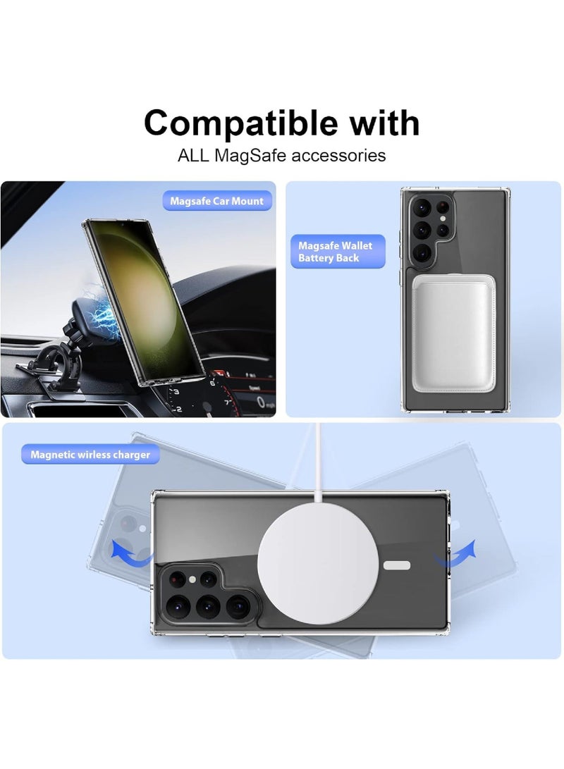 Rock Pow S23 Ultra Case Clear Cover for Samsung Galaxy S23 Ultra Slim Magnetic Case Yellowing-Resistant Anti-Drop Shock Absorption Anti-Scratch and Hard Back Case for S23 Ultra 6.8 Inch - Image 5