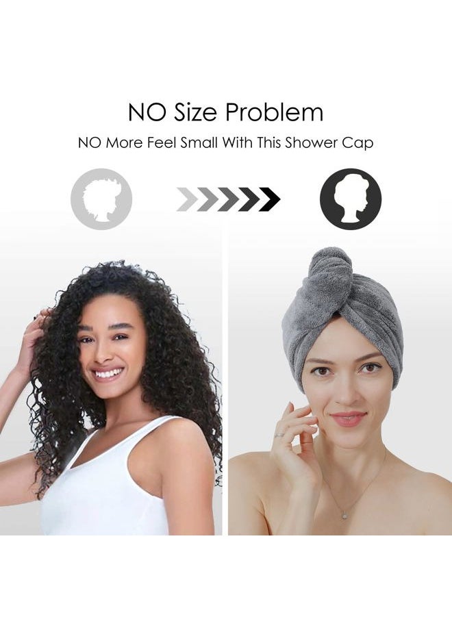 TENSTARS - 5 Pack Thicken Microfiber Hair Towel Wrap for Women - Elastic Loop Design - 320GSM Coral Velvet - Quick Dry Hair Turban - 11x28 Inch (Grey+Pink+Brown+FrozenBlue+FrozenBerry) - Image 1