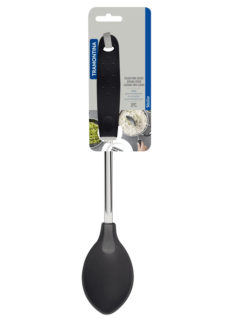 TRAMONTINA Tramontina Utilita Grey Nylon Serving Spoon with Stainless Steel Shank and Black Polypropylene Handle
