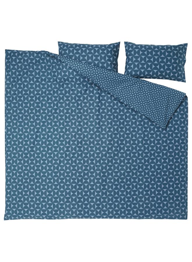 Zaboon Duvet cover and 2 pillowcases, dark blue/light blue, 240x220/50x80 cm - Image 5