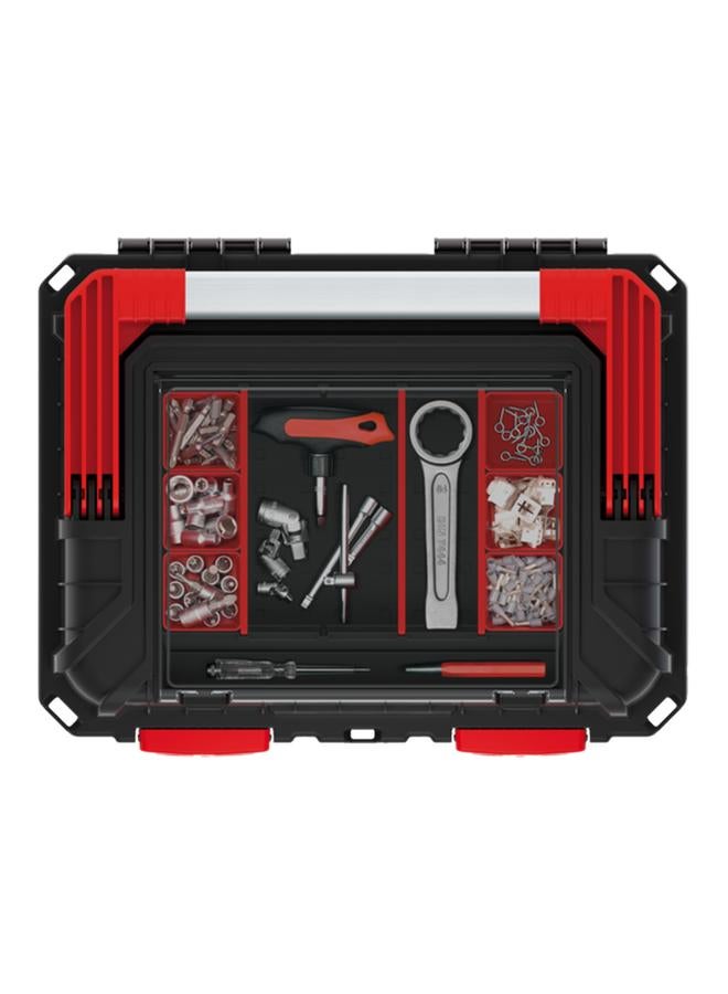 Kistenberg 45 Multi Compartment Heavy Tool Box with Foldable Handle Black and Red - Image 2