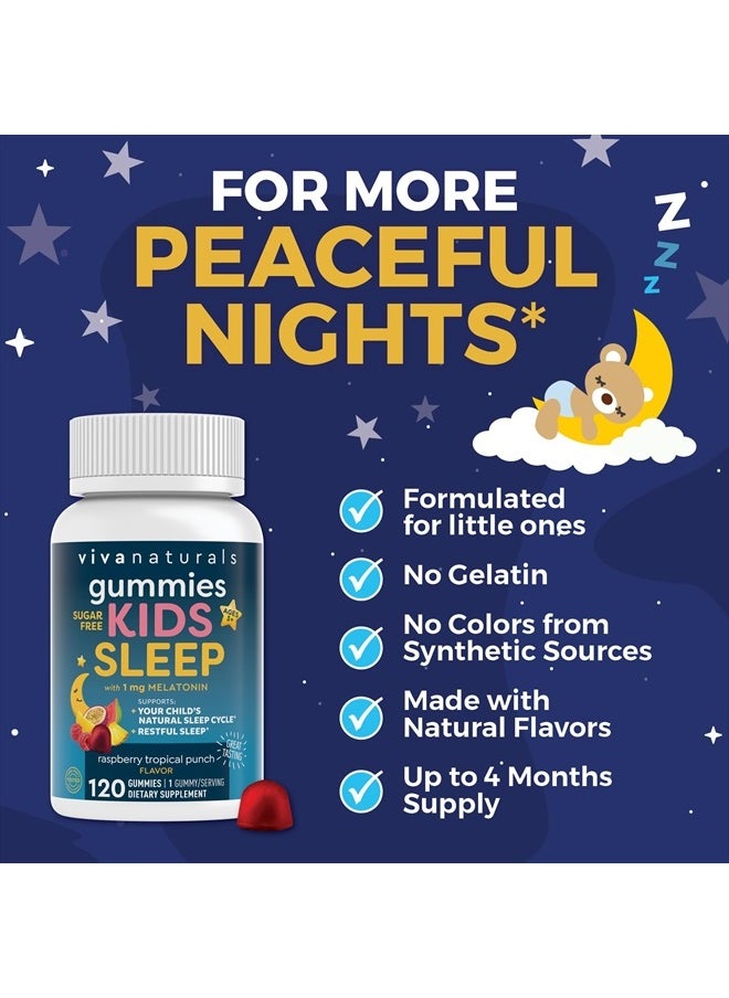 Viva Naturals - Kids Sleep Melatonin 1 mg - Raspberry Tropical Punch 120 Gummies - Image 1