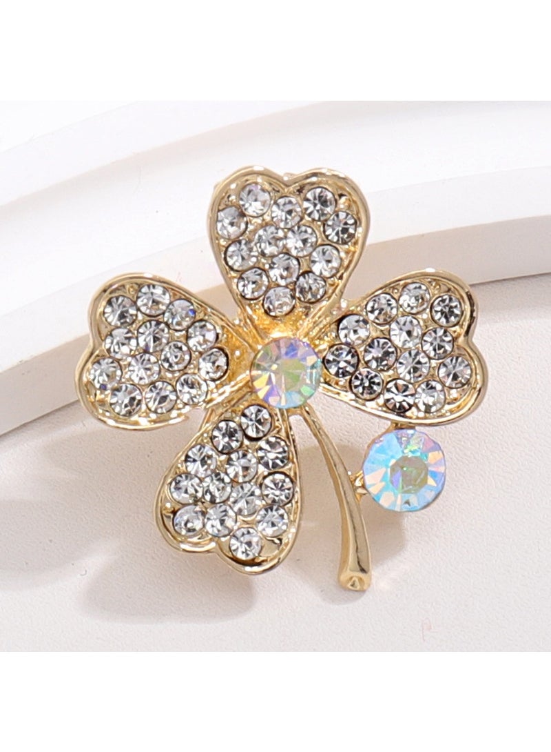 Mark Fairwhale New Four Leaf Clover Glass Alloy Brooch